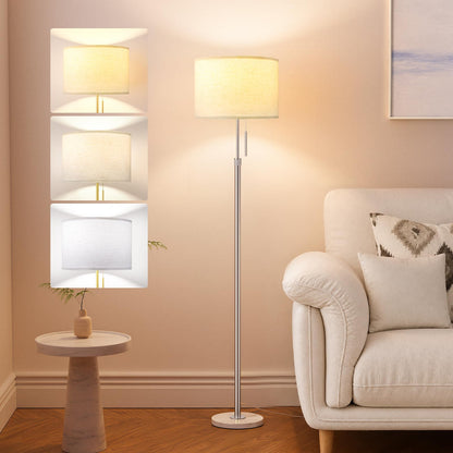 Modern Floor Lamp Simple Design with White Shade & Foot Pedal Switch