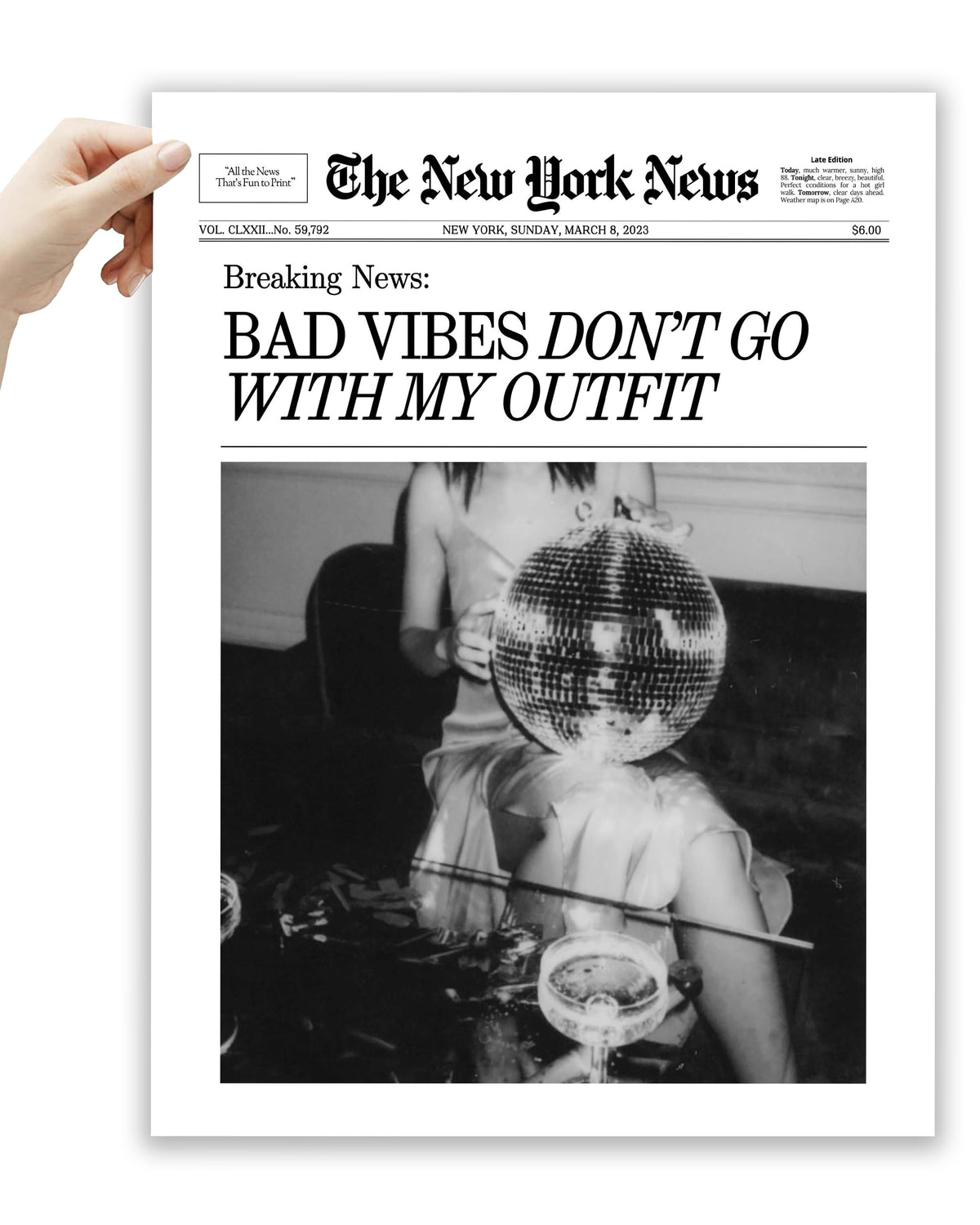 EcoHest 12x16 in Martini Newspaper Framed Wall Art for Bar Cart