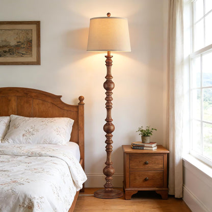 QiMH 61" Vintage Floor Lamp for Living Room, Farmhouse Lamps, Wood Grain