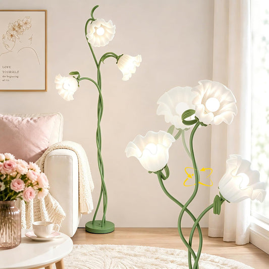 Flower Floor Lamp for Living Room, Tall Flower Reading lamp with Flexible Neck Shaft for Bedroom Decor, Modern Corner Floor Lamps with 3-Color Temperatures LED Bulb