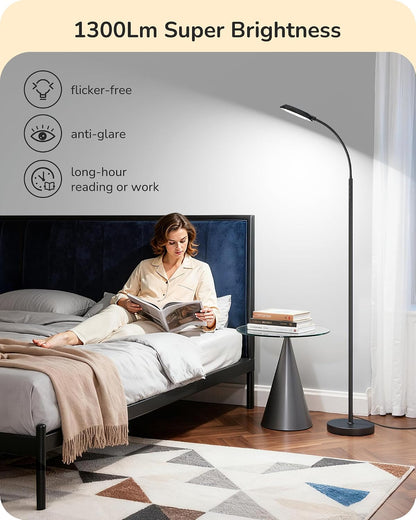 EDISHINE LED Floor Lamp 1300LM Super Bright Reading Floor Lamps Black
