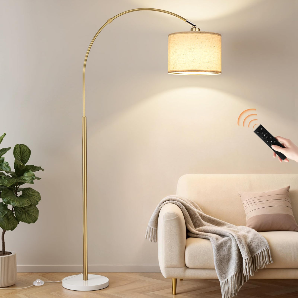 Ambimall 70" Dimmable Arc Floor Lamp with Remote, Color Temp Adjustable