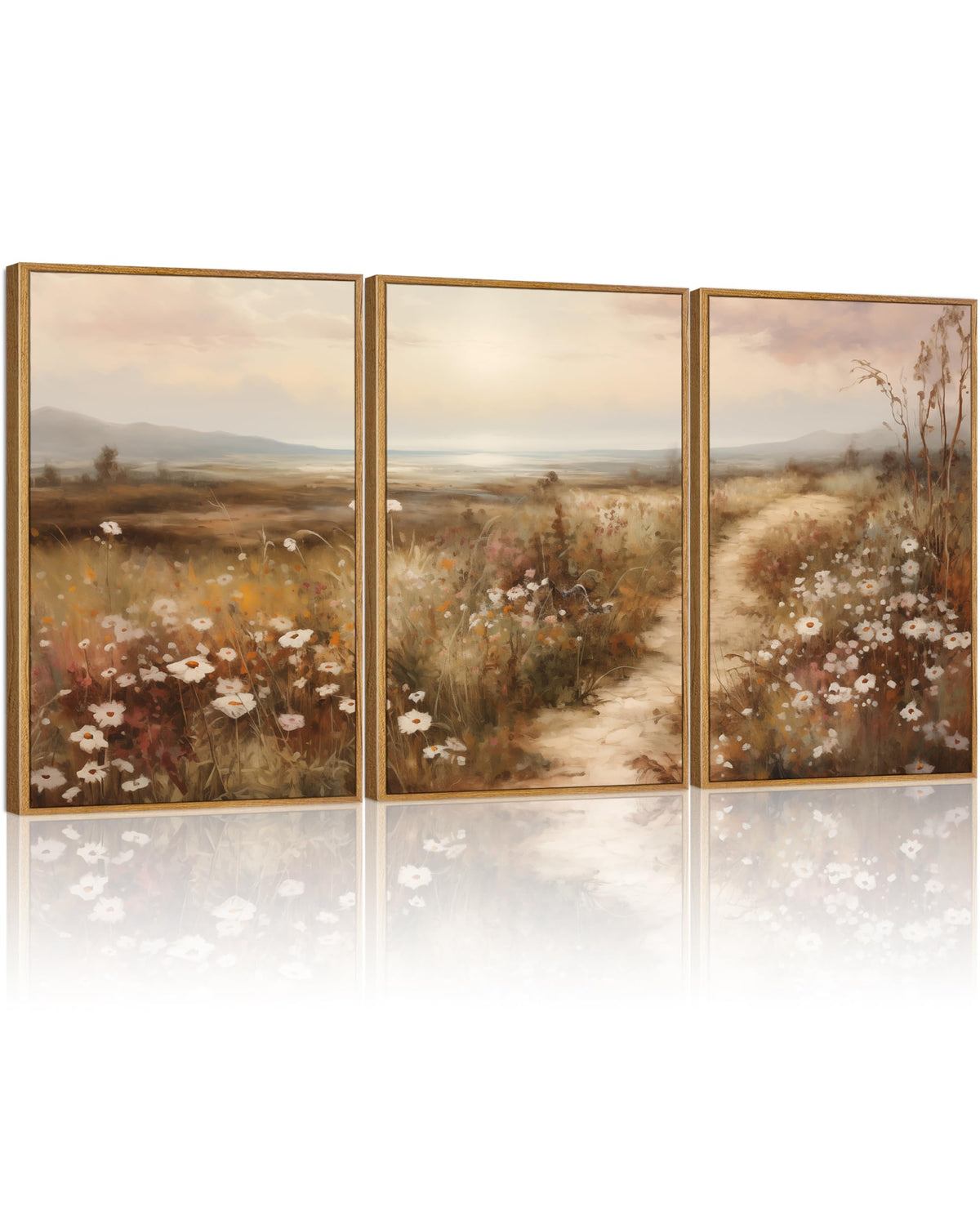 HesenDot Framed Claude Monet Water Lilies Canvas Wall Art Set of 3 12x16in