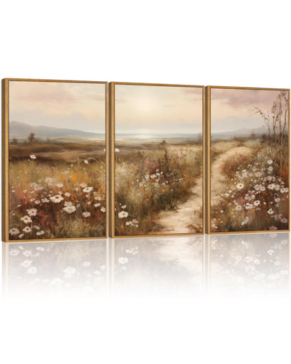 HesenDot Framed Claude Monet Water Lilies Canvas Wall Art Set of 3 12x16in