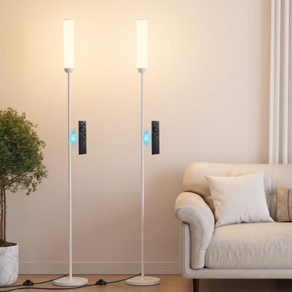 Ambimall LED Floor Lamp with Remote Control, Foot Switch, Black