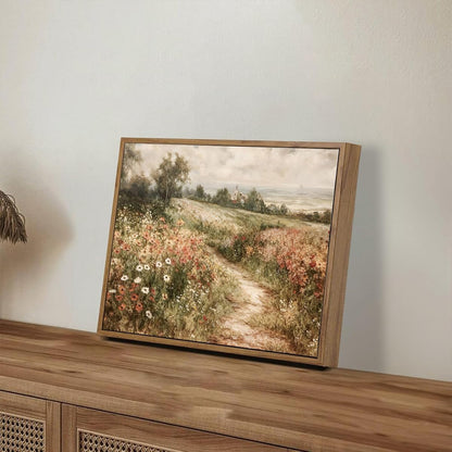 OIQArtOIQ Framed Vintage Wall Art Country Wildflower Canvas Art Paintings