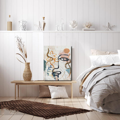 Boho Abstract Face Line Art Wall Decor - Matisse Boho Nordic Wall Art for Living Room, Bathroom, Bedroom - 12x16in