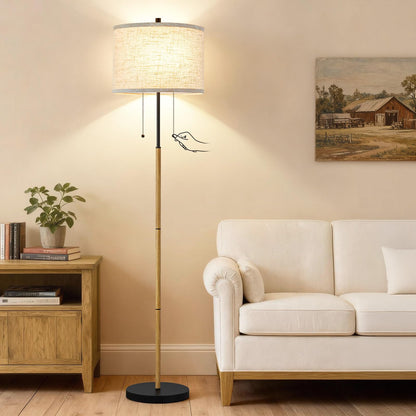 Luvkczc Black Floor Lamp, 60" Standing Lamp with Fabric Lampshade