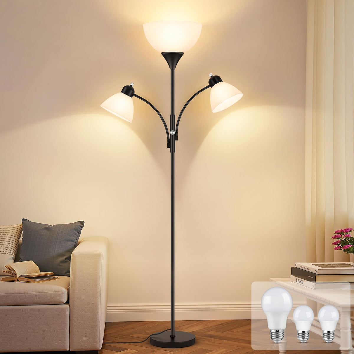 Coucrek Torchiere Floor Lamps for Living Room, 72" Dimmable Reading Lamp