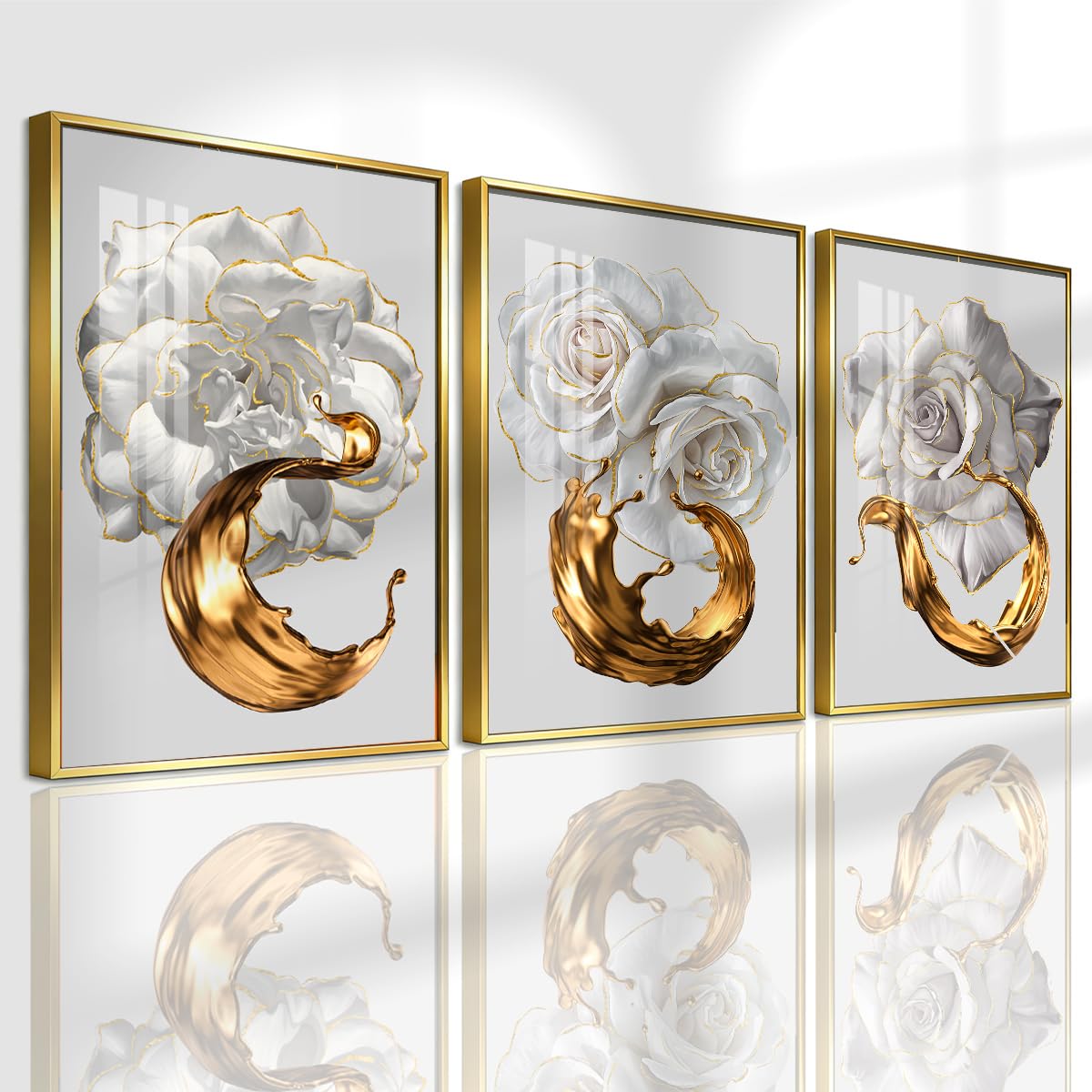 Pennimor 3Pc Abstract Geometric Aluminum Alloy Frame Wall Art 12x18in Black