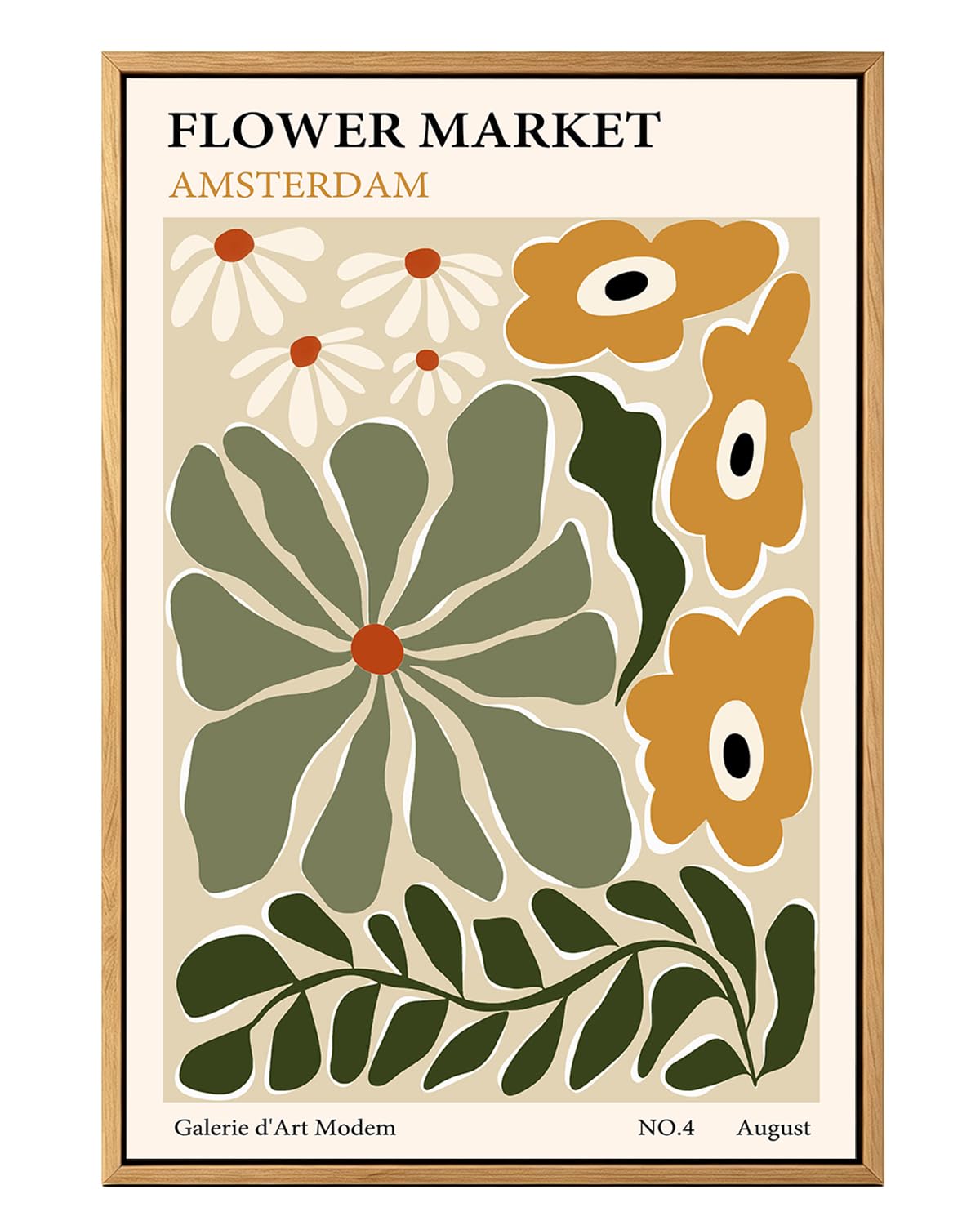 Zzuyi Flower Market Framed Wall Art Boho Botanical Floral Wall Decor 12x16