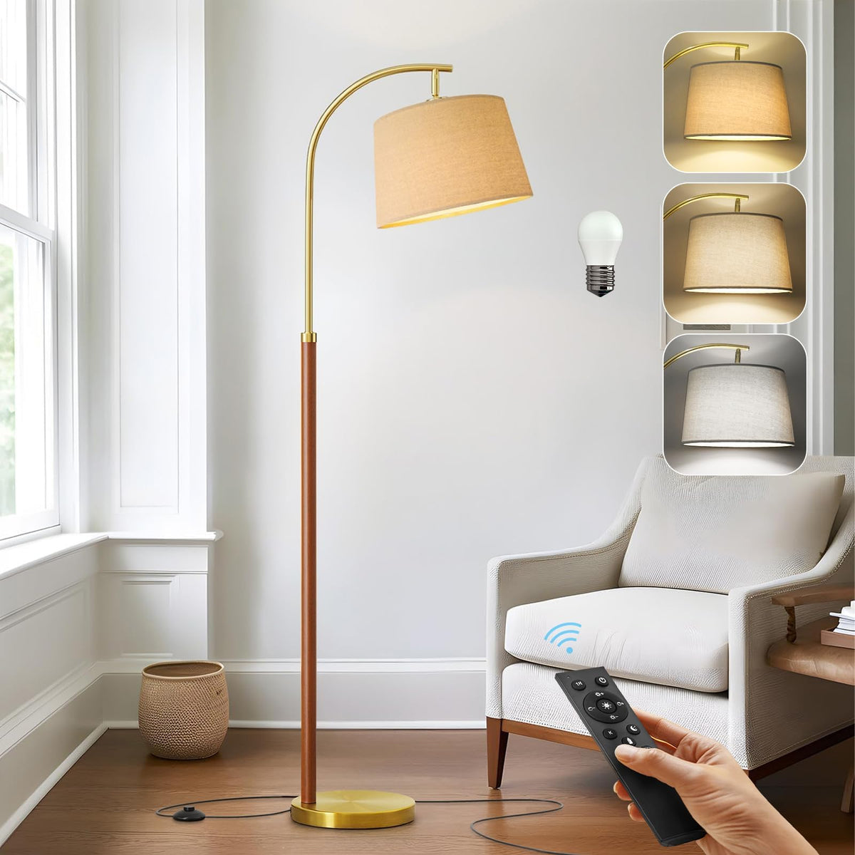 Real Wood Floor Lamps for Living Room Bedroom 62.5" Mid Century Modern Lamp