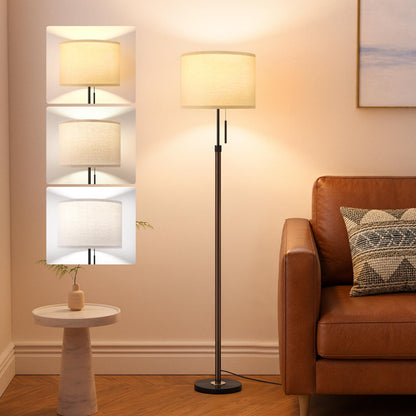 Modern Floor Lamp Simple Design with White Shade & Foot Pedal Switch
