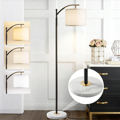 Floor Lamp for Living Room, LED Standing Lamp Tall Industrial Floor Lamp Reading for Bedroom, Office (9W LED Bulb, Beige Lampshade Included) -Oil-Rubbed Bronze