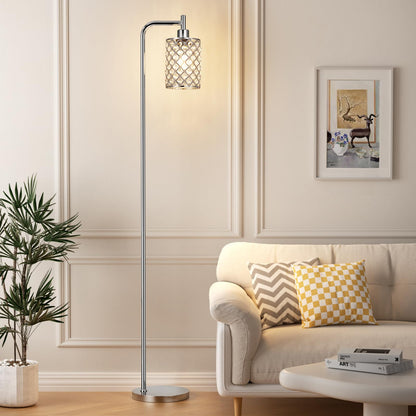 Ziisee Industrial Floor Lamp with Glass Shade - Black, LED Bulbs, Foot Pedal Switch, Easy Assembly