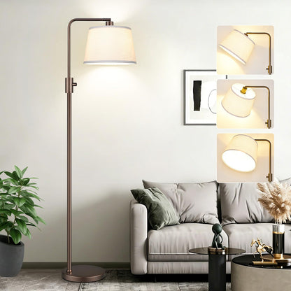 Nintiue 【Upgraded】 Dimmable Floor Lamp, 1000 Lumens LED Bulb Included, Arc Floor Lamps for Living Room Modern Standing Lamp with Linen Shade, Tall Lamp for Bedroom Office Reading Dining Room- Black