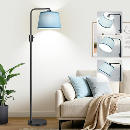 Nintiue 【Upgraded】 Dimmable Floor Lamp, 1000 Lumens LED Bulb Included, Arc Floor Lamps for Living Room Modern Standing Lamp with Linen Shade, Tall Lamp for Bedroom Office Reading Dining Room- Black