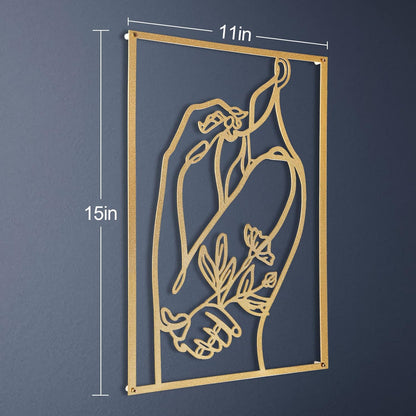 AGIOTA 3 Pcs Gold Metal Wall Decor, Minimalist Floral Women Line Drawing Wall Art, Elegant Abstract Lady Silhouette Metal Wall Hanging for Home Bedroom Living Room