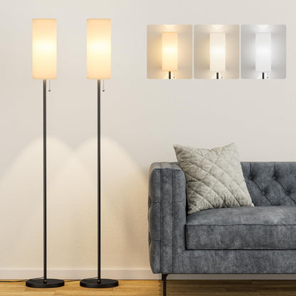 Ambimall 64" Floor Lamp with 9W LED Bulb & Beige Lampshade