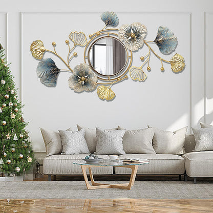 Metal Wall Mirrors Decor, 59" x33” Large Ginkgo Leaf Wall Art