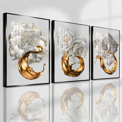 Pennimor 3Pc Abstract Geometric Aluminum Alloy Frame Wall Art 12x18in Black