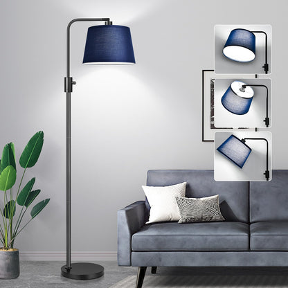 Nintiue 【Upgraded】 Dimmable Floor Lamp, 1000 Lumens LED Bulb Included, Arc Floor Lamps for Living Room Modern Standing Lamp with Linen Shade, Tall Lamp for Bedroom Office Reading Dining Room- Black