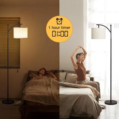 Ambimall 60" Floor Lamp with Remote and Stepless Dimmable Bulb, Black Pole
