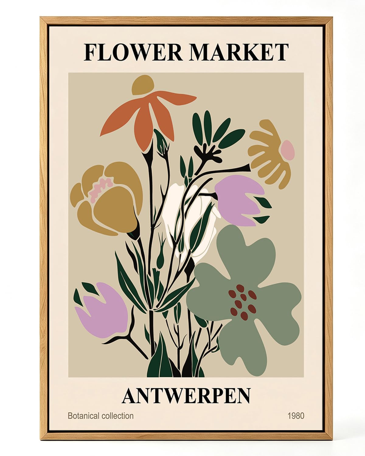 Zzuyi Flower Market Framed Wall Art Boho Botanical Floral Wall Decor 12x16