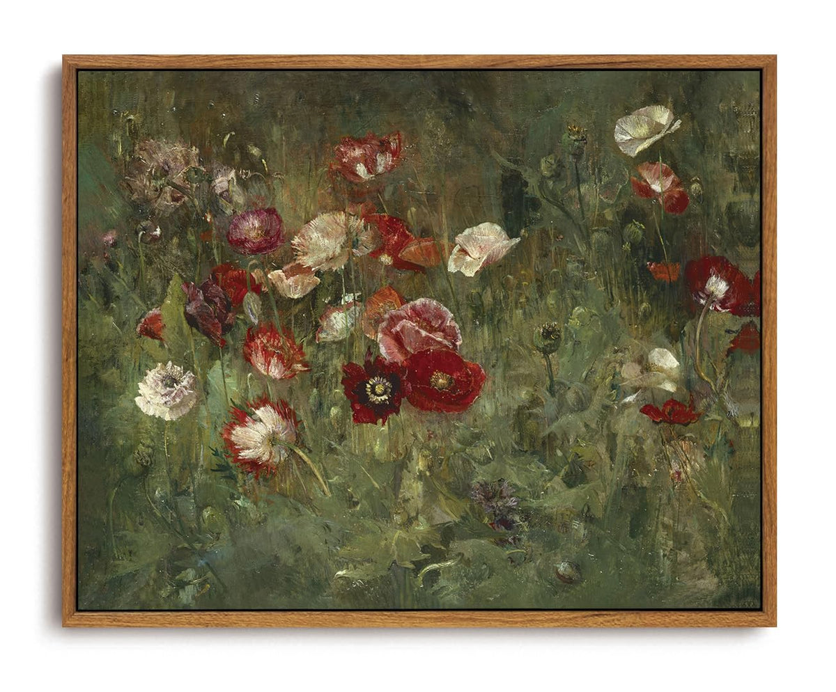 OIQArtOIQ Framed Vintage Wall Art Country Wildflower Canvas Art Paintings