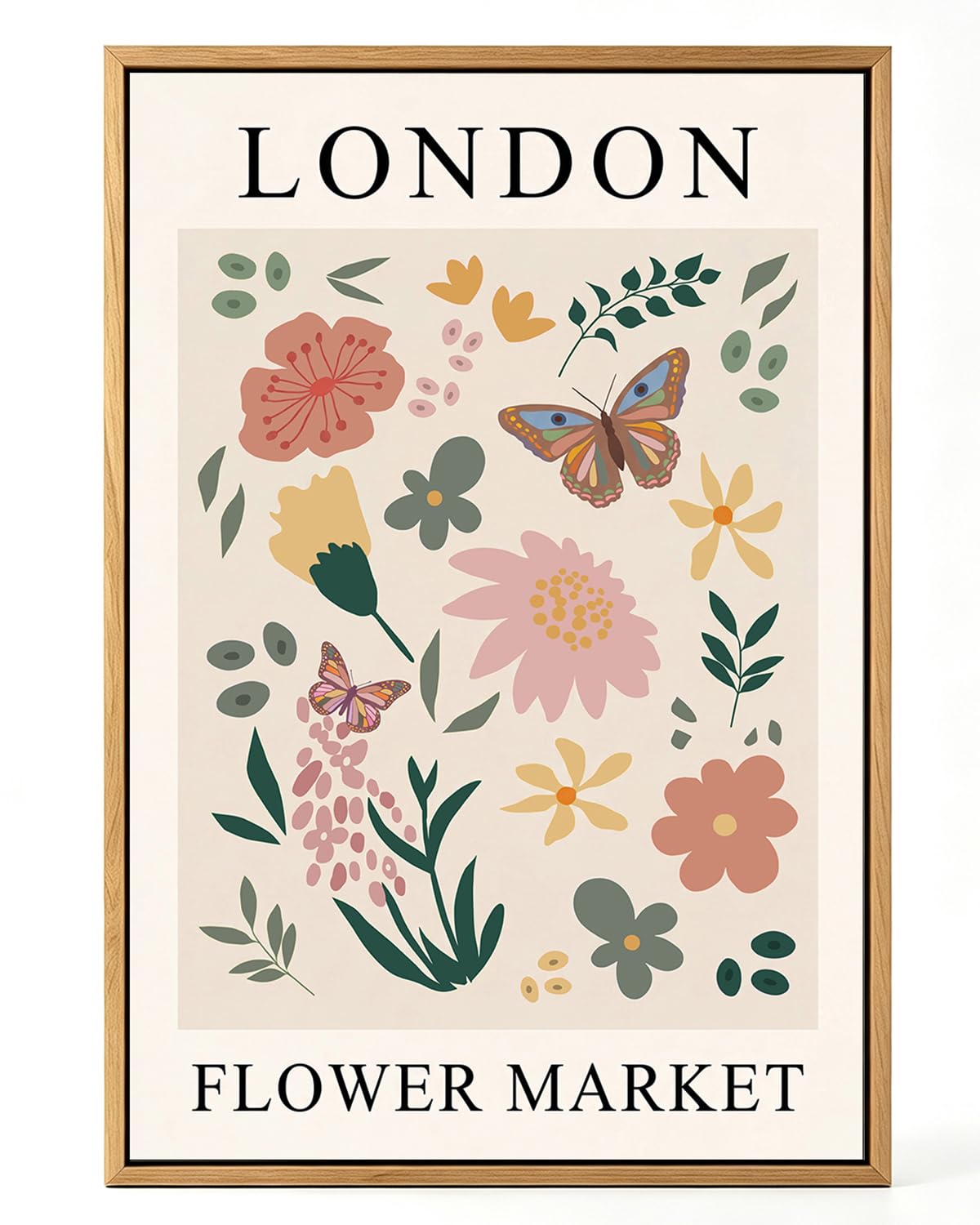 Zzuyi Flower Market Framed Wall Art Boho Botanical Floral Wall Decor 12x16
