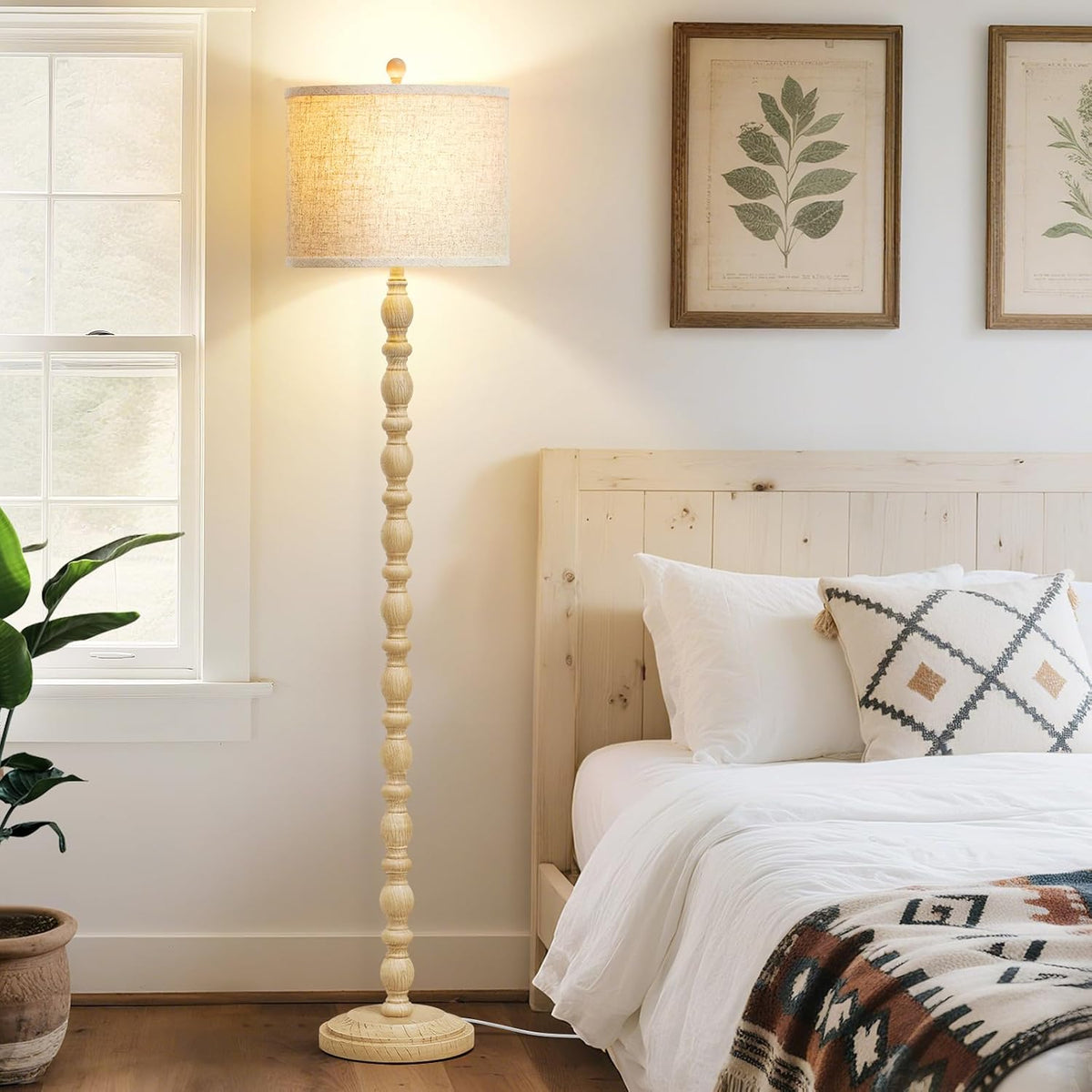 Luvkczc Farmhouse Floor Lamps for Living Room, Standing Lamp with Bulb
