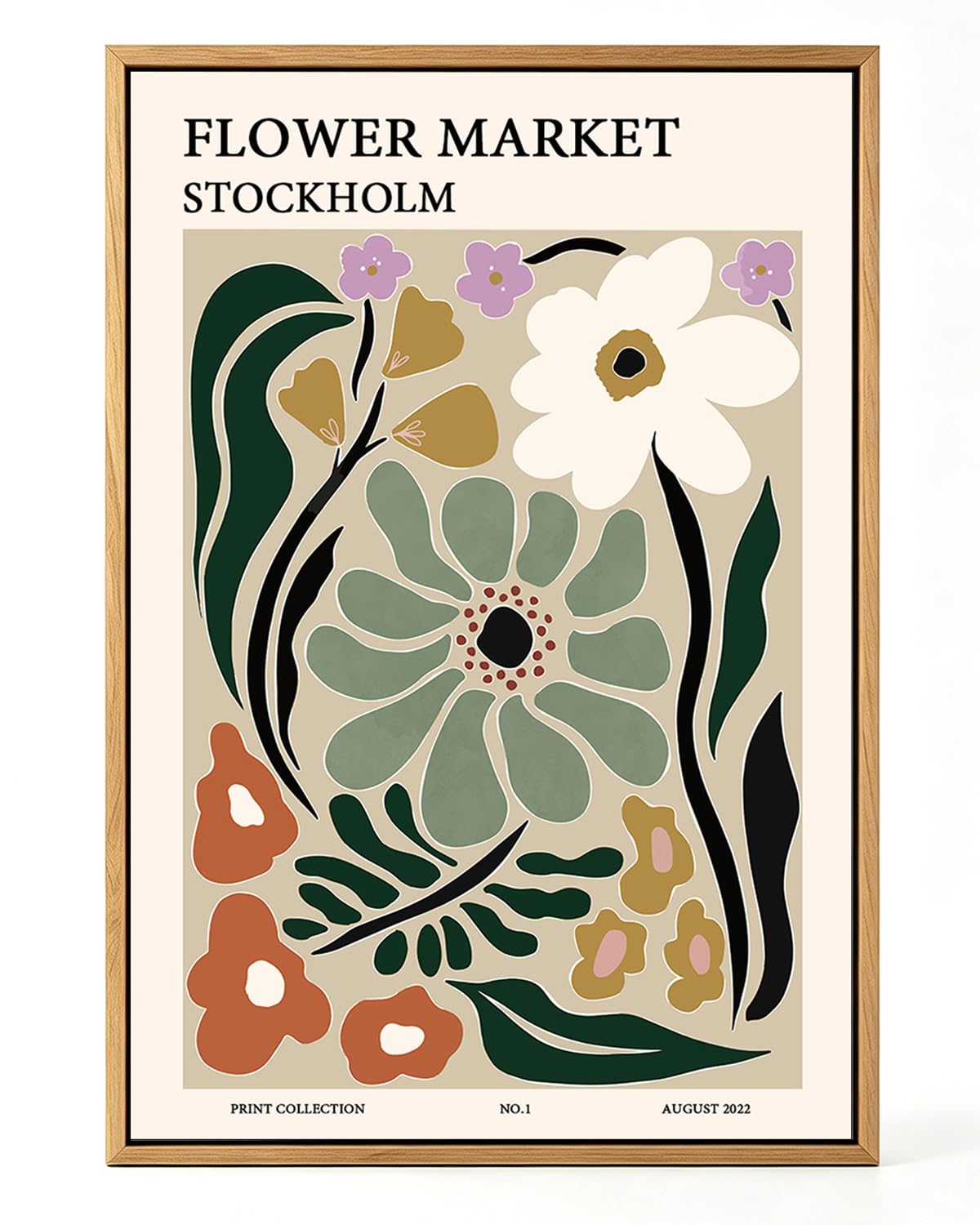 Zzuyi Flower Market Framed Wall Art Boho Botanical Floral Wall Decor 12x16