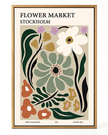 Zzuyi Flower Market Framed Wall Art Boho Botanical Floral Wall Decor 12x16