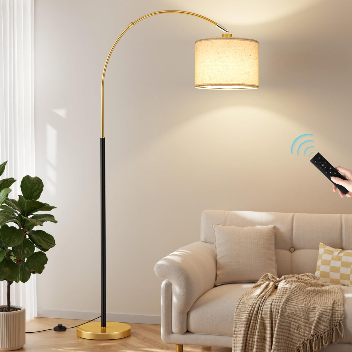 Ambimall 70" Dimmable Arc Floor Lamp with Remote, Color Temp Adjustable
