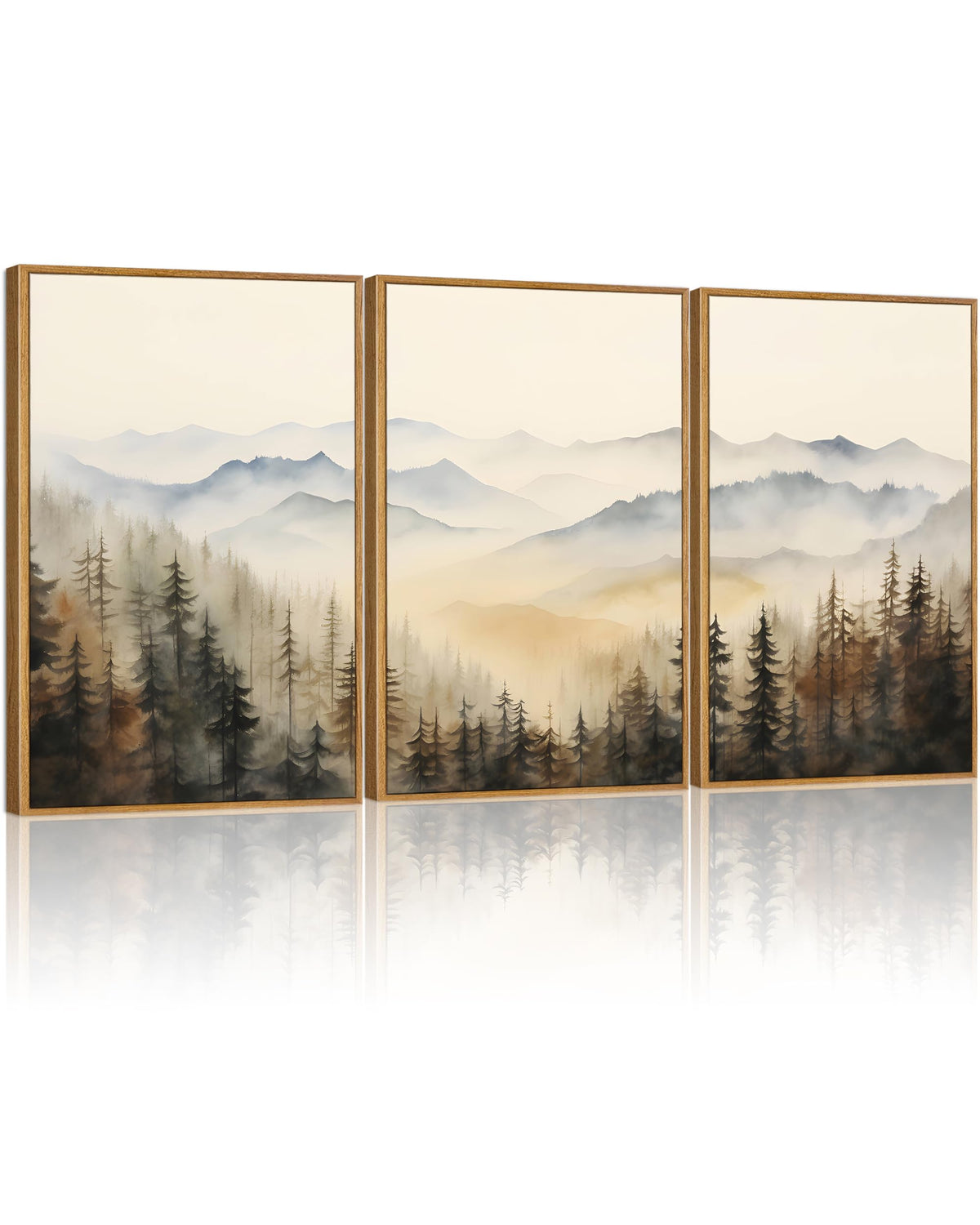 HesenDot Framed Claude Monet Water Lilies Canvas Wall Art Set of 3 12x16in