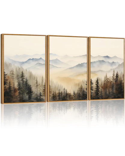 HesenDot Framed Claude Monet Water Lilies Canvas Wall Art Set of 3 12x16in