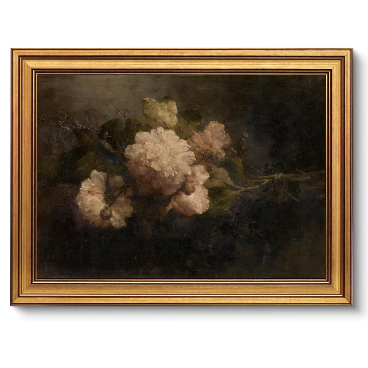 KBKBART Gold Framed Mountain Landscape Wall Art, Rustic Hills Canvas Print
