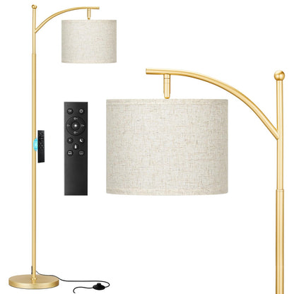 Ambimall 60" Floor Lamp with Remote and Stepless Dimmable Bulb, Black Pole