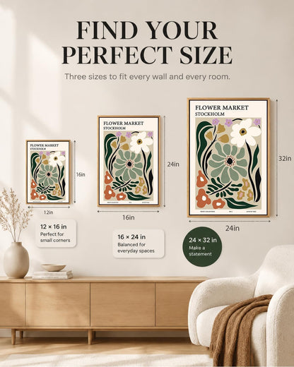 Zzuyi Flower Market Framed Wall Art Boho Botanical Floral Wall Decor 12x16
