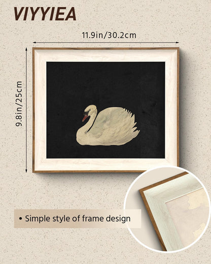 VIYYIEA Framed Wall Art for Living Room, Swan Wall Decor, 12×10 Inch