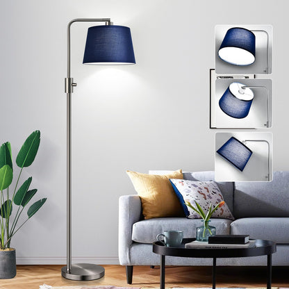 Nintiue 【Upgraded】 Dimmable Floor Lamp, 1000 Lumens LED Bulb Included, Arc Floor Lamps for Living Room Modern Standing Lamp with Linen Shade, Tall Lamp for Bedroom Office Reading Dining Room- Black