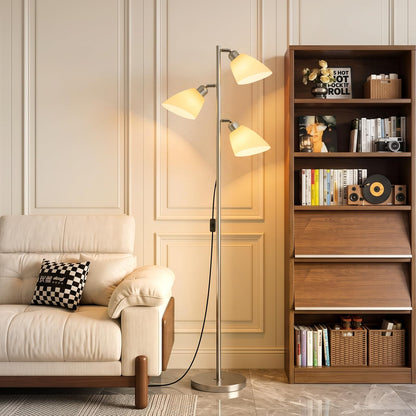 Black Modern Standing Lamp for Living Room,In‑line Push‑button Switch