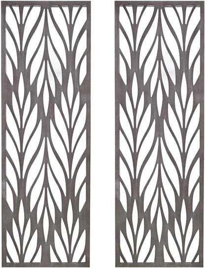 Madison Park Florian Wall Art - Carved Wooden Botanical Leaves Framed, Natural Sheen Finish - Modern Décor for Living Room, Ready to Hang Bedroom Decoration, 12"W x 36"H x 1"D, Reclaimed Grey 2 Piece