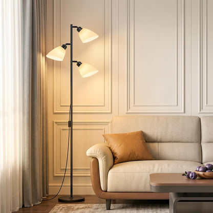 Black Modern Standing Lamp for Living Room,In‑line Push‑button Switch