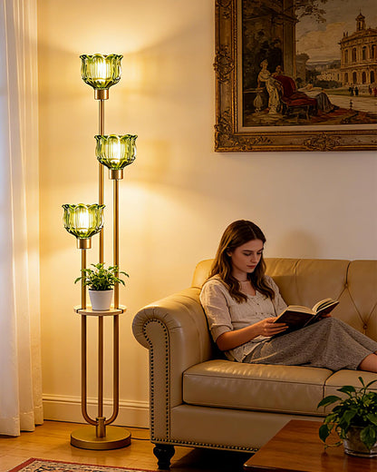 63IN Globe Floor Lamp with Table, 3-Lights Modern Dimmable Floor Lamps with 3000K Warm White Bulbs for Wedding/Party, Black Tall Standing Lamp with 5Lbs Heavy Base for Living Room/Bedroom