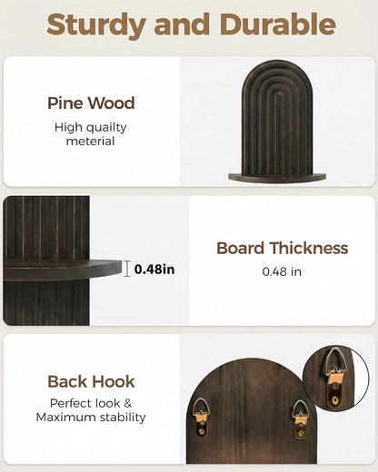 Bamworld Boho Wall Decor Plant Wall Shelf Wooden Plant Holder Walnut