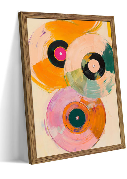 Framed Sunset Boho Wall Art for Living Room - Modern Abstract Floral Canvas Picture Boho Wall Decor, Sun Landscape Aesthetic Painting Poster Prints for Bedroom Home Office 12x16 inch