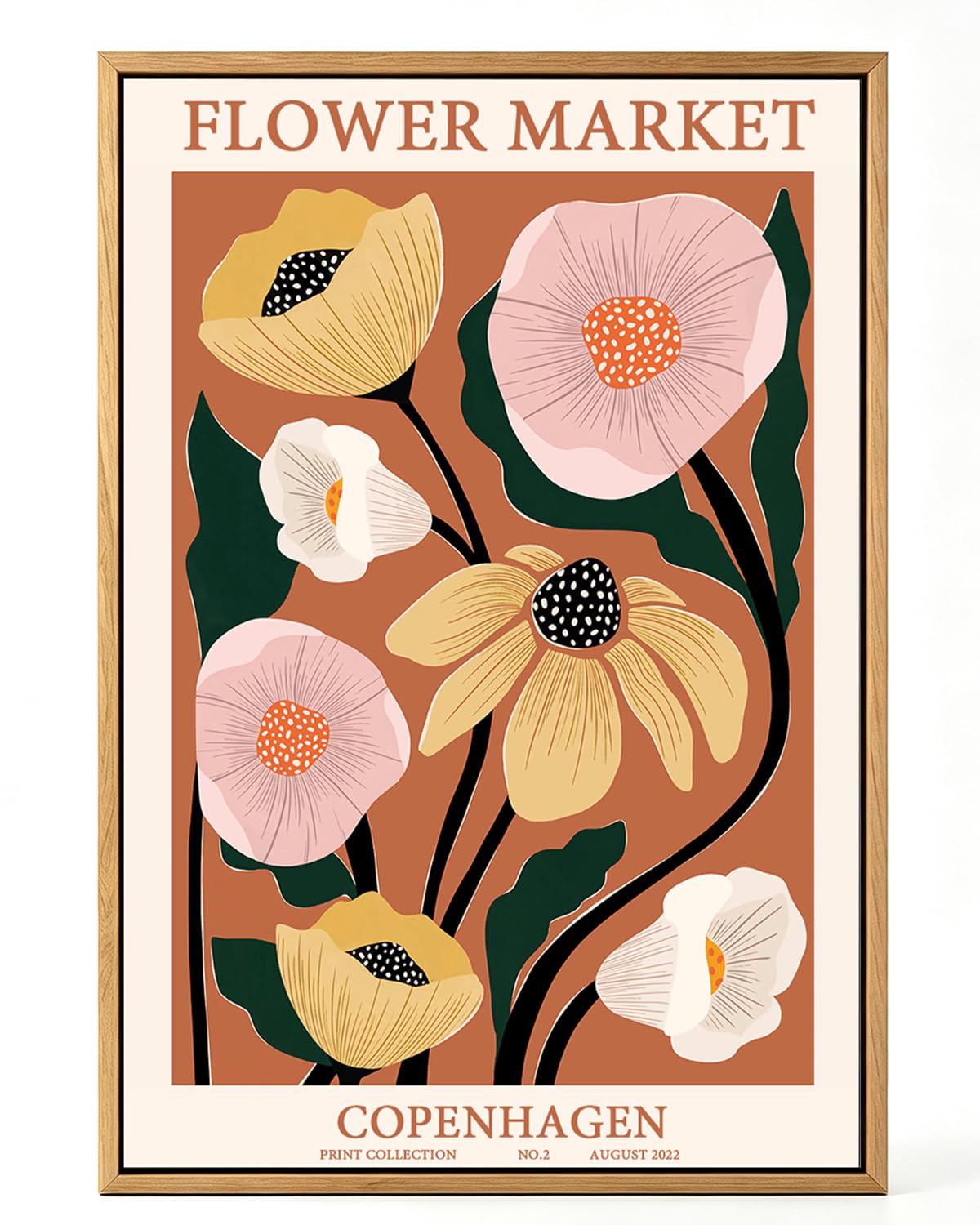 Zzuyi Flower Market Framed Wall Art Boho Botanical Floral Wall Decor 12x16