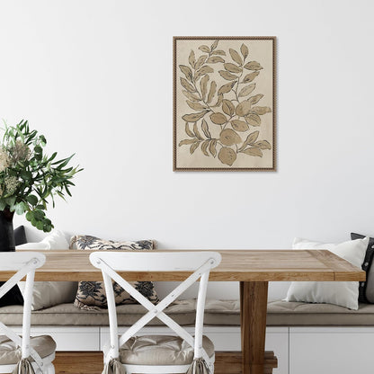 Amanti Art Framed Canvas Wall Art 24x18 Leaves Sketches I by Asia Jensen, Framed Wall Art Canvas, Flowers Artwork, Traditional Decor, Medium Poster Painting for Living Room, Bedroom, Bathroom,