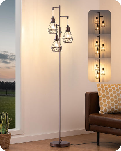 EDISHINE 70IN Farmhouse Floor Lamps for Living Room, Black Dimmable